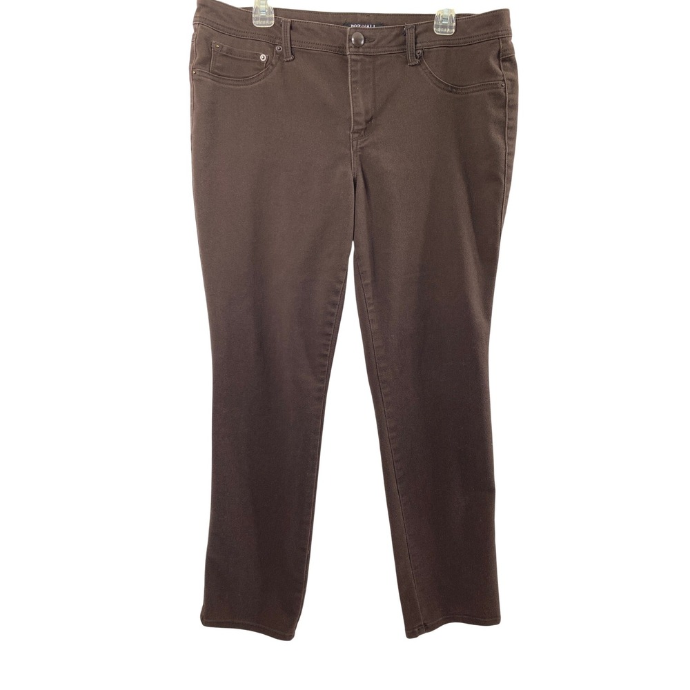 Roz & Ali Jeans Womens 14 Chocolate Brown Slim Leg Mid Rise Stretch Pants